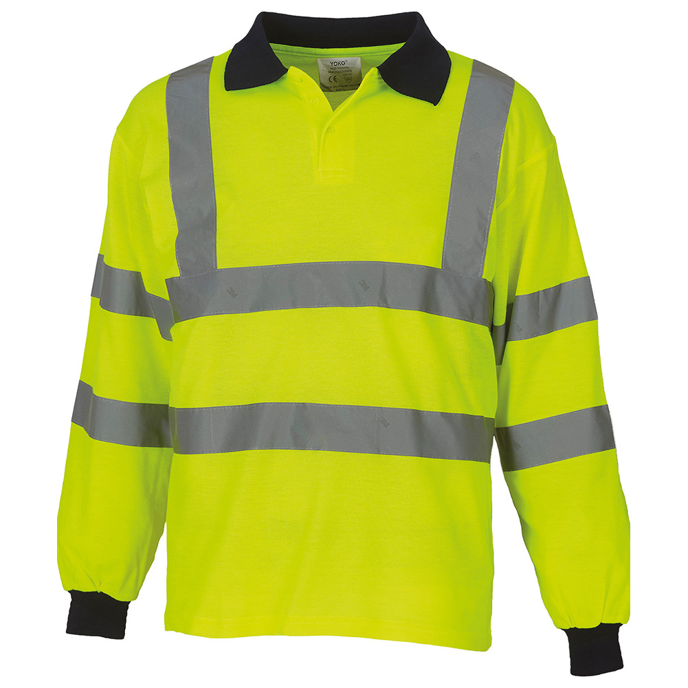 YK021-YELLOW Hi-vis long sleeve polo (HVJ310)