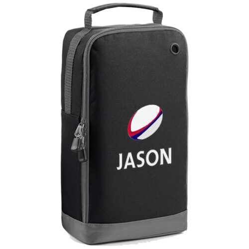 Childrens Rugby Bootbag Black Personalised WIth Name