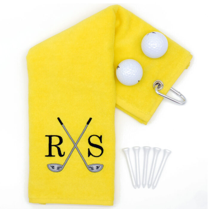 Personalised embroidered Yellow Golf Towel