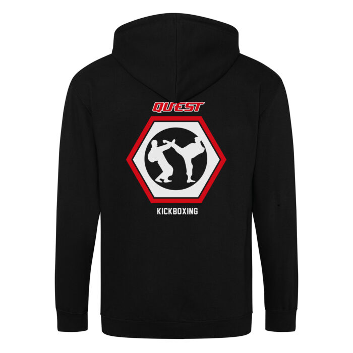 Quest Kickboxing Fight Team Mens Hoodie Black Back