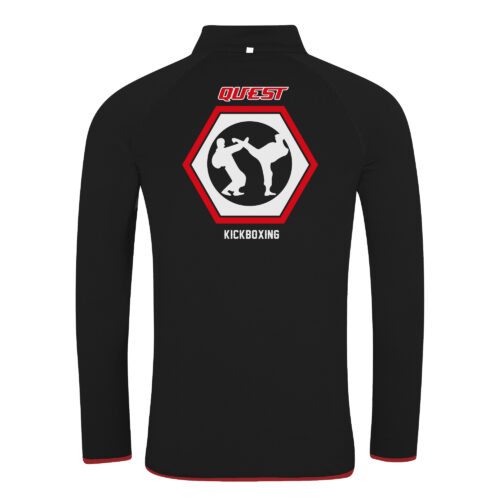 Quest Kickboxing Fight Team Mens 1/4 Zip Red and Black Black