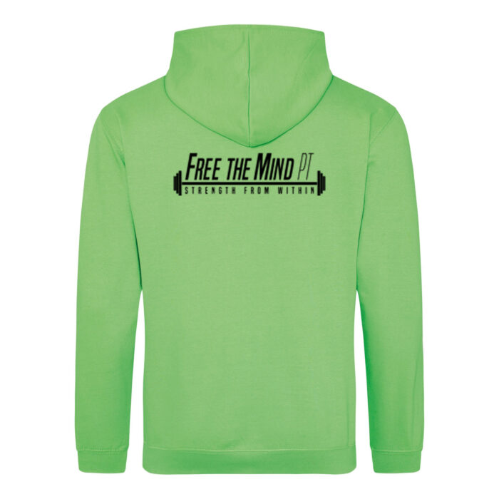 Free The Mind Mens Hoodie Pullover Lime Back