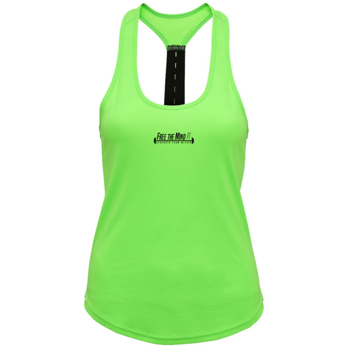 Free The Mind Womens Racerback Lime Front