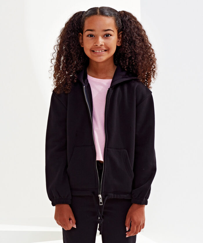 Kids TriDri? recycled cropped oversize full-zip hoodie