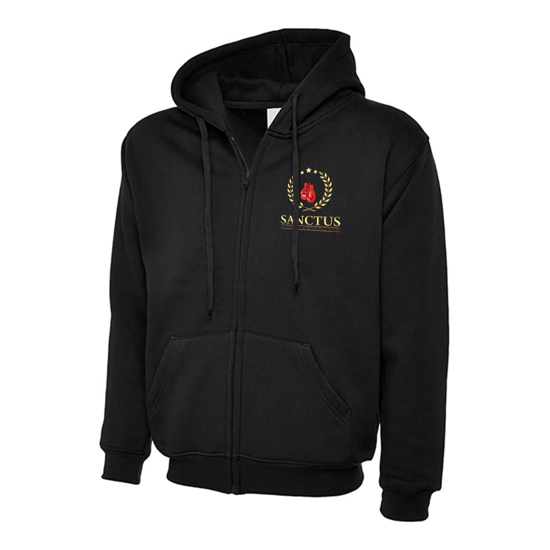 UC504-Sanctus-Hoodie-Zip-Black Sanctus Boxing Mens Zipped Hoodie