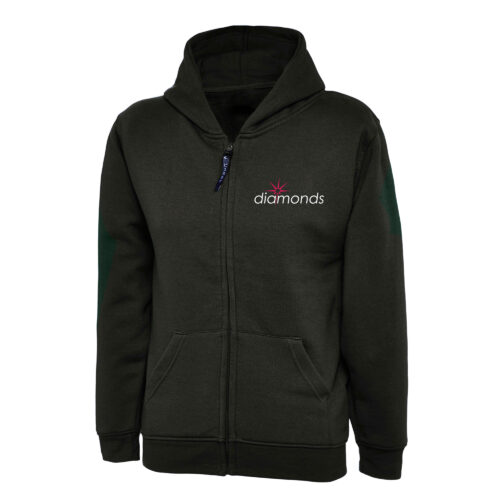 uneek hoodiezip diamondsgym black front
