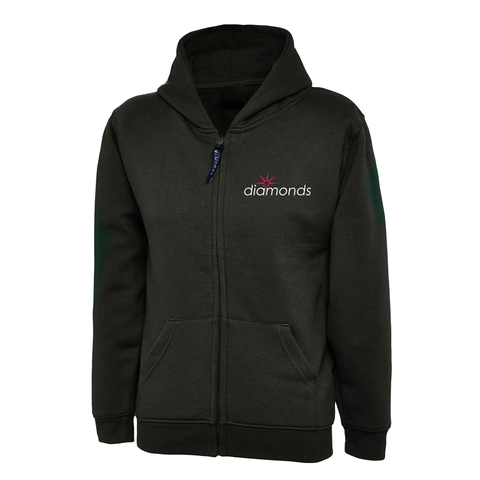 uneek hoodiezip diamondsgym black front uneek hoodiezip diamondsgym black front
