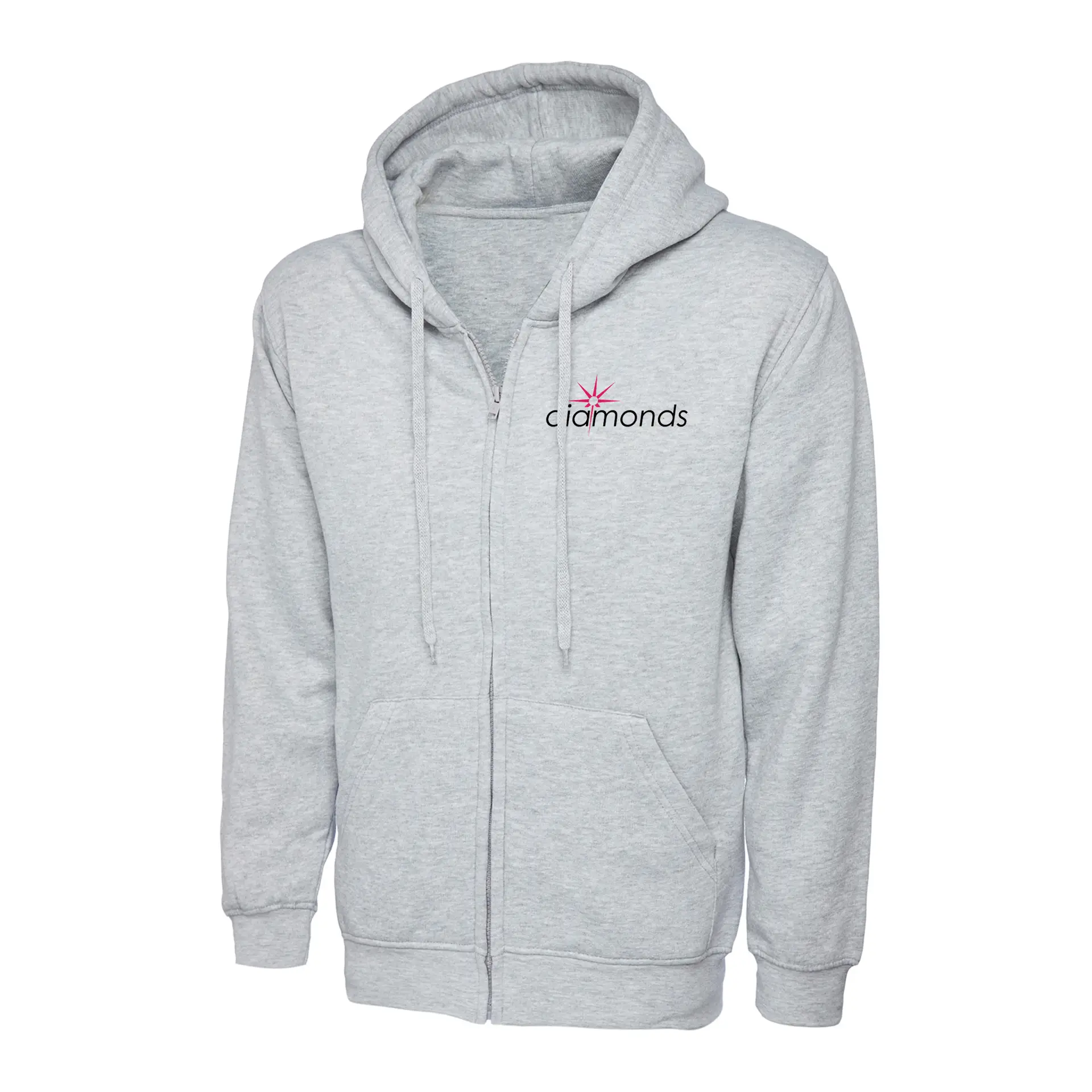 uneek hoodiezip diamondsgym grey front uneek hoodiezip diamondsgym grey front